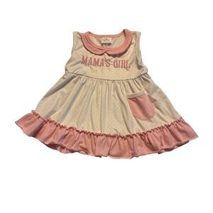 Unbranded Pink And White Dotted Girls Dress W/ “MAMA’S GIRL Size XS 12-18 Months